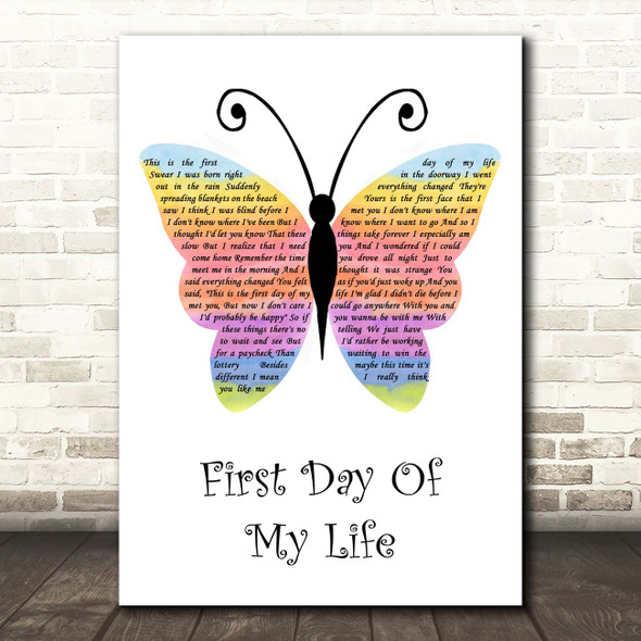 Bright Eyes First Day Of My Life Rainbow Butterfly Song Lyric Print