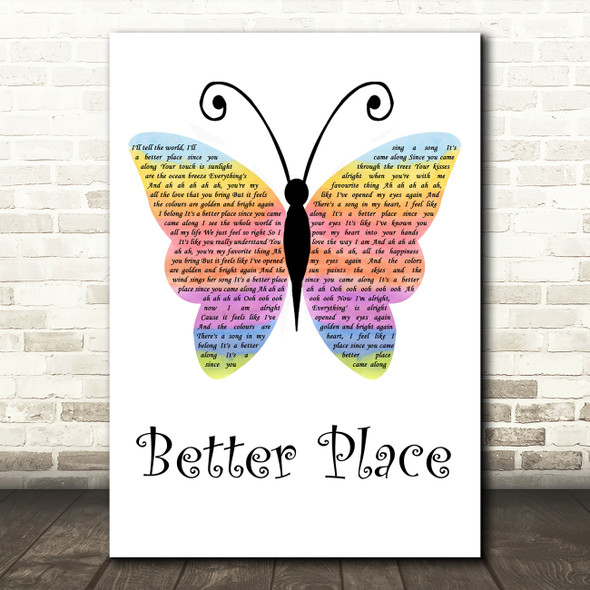 Rachel Platten Better Place Rainbow Butterfly Song Lyric Wall Art Print