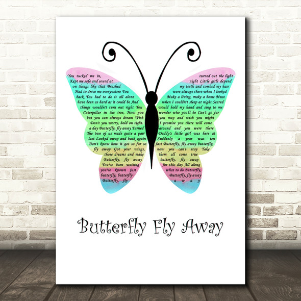 Miley Cyrus Butterfly Fly Away Rainbow Butterfly Song Lyric Wall Art Print