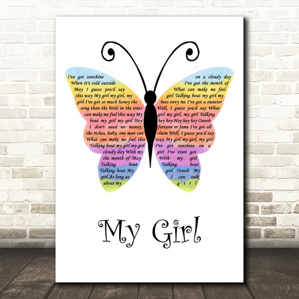 The Temptations My Girl Rainbow Butterfly Song Lyric Music Art Print