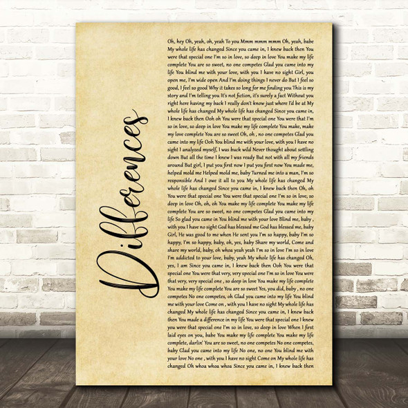 Ginuwine Differences Rustic Script Song Lyric Print