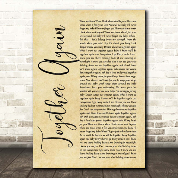 Janet Jackson Together Again Rustic Script Song Lyric Print