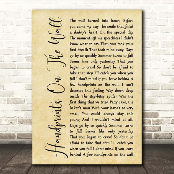 Kenny Rogers Handprints On The Wall Rustic Script Song Lyric Print