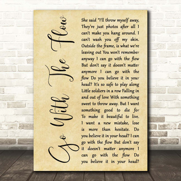 Queens of the Stone Age Go with the Flow Rustic Script Song Lyric Print
