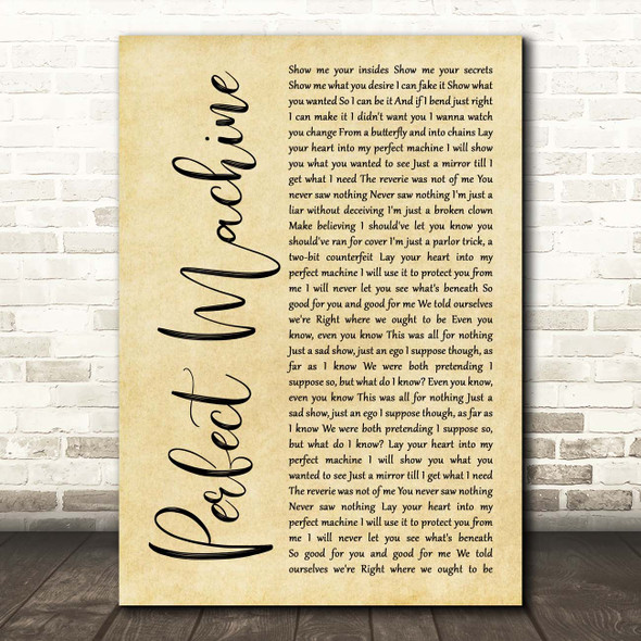 Starset Perfect Machine Rustic Script Song Lyric Print