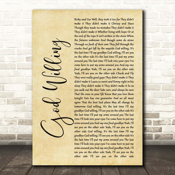 Dropkick Murphys God Willing Rustic Script Song Lyric Print