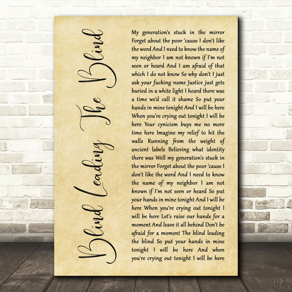 Mumford & Sons Blind Leading The Blind Rustic Script Song Lyric Wall Art Print