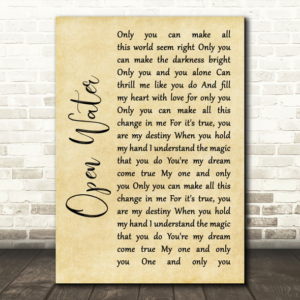 Blessthefall Open Water Rustic Script Song Lyric Wall Art Print