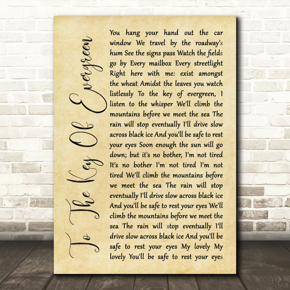 The Devil Wears Prada To The Key Of Evergreen Rustic Script Song Lyric Wall Art Print