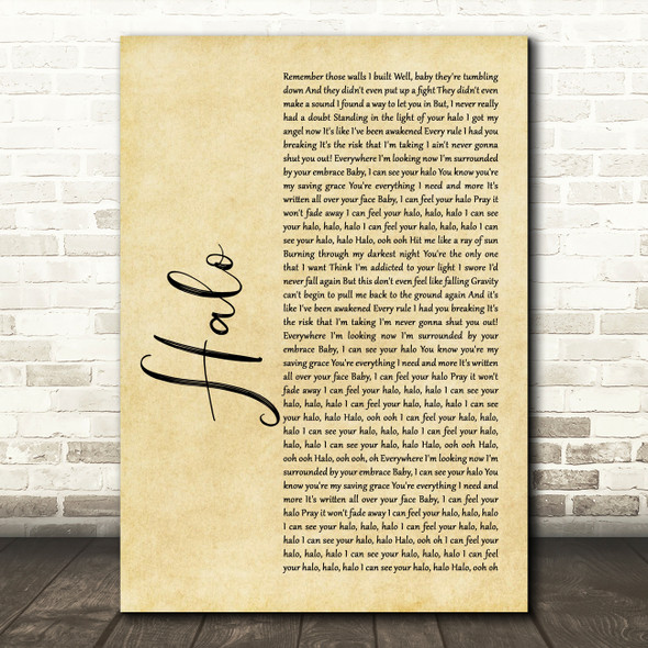 Beyonce Halo Rustic Script Song Lyric Quote Music Print