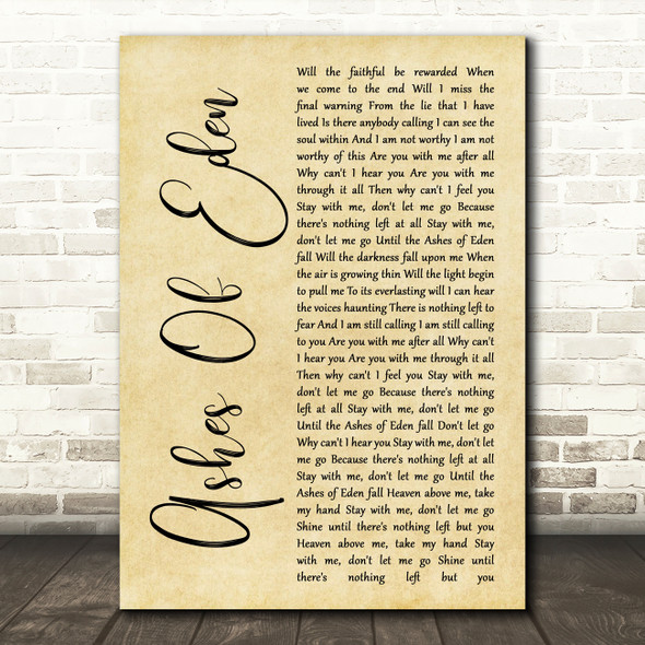 Breaking Benjamin Ashes Of Eden Rustic Script Song Lyric Quote Music Print
