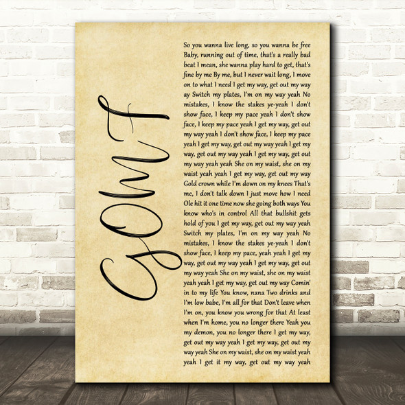 DVBBS GOMF Rustic Script Song Lyric Quote Music Print