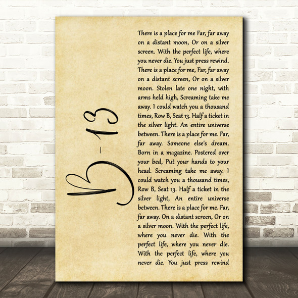 Jump Little Children B-13 Rustic Script Song Lyric Quote Music Print