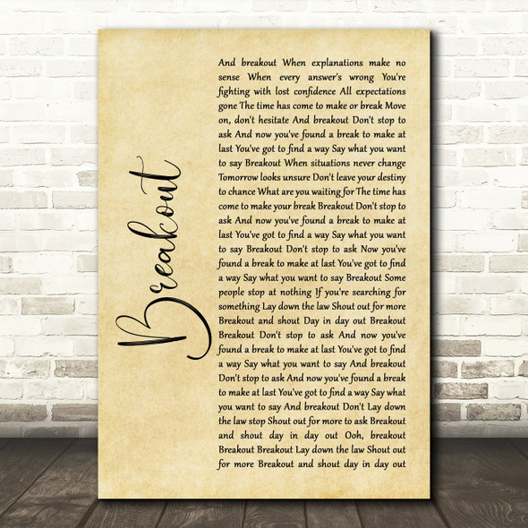 Swing Out Sister Breakout Rustic Script Song Lyric Quote Music Print