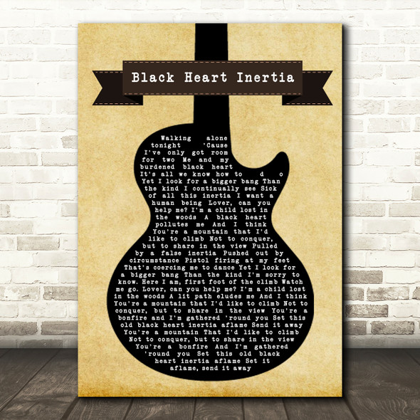 Incubus Black Heart Inertia Black Guitar Song Lyric Quote Print