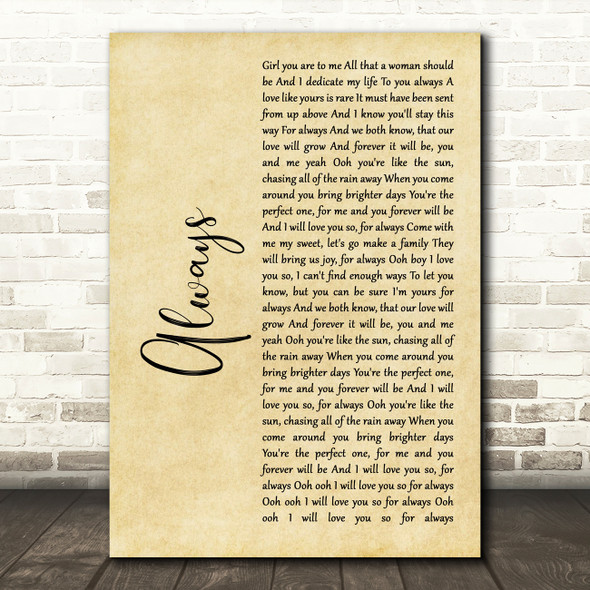 Atlantic Starr Always Rustic Script Song Lyric Quote Print
