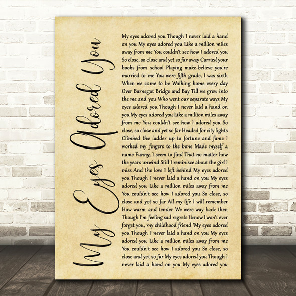 Frankie Valli My Eyes Adored You Rustic Script Song Lyric Quote Print