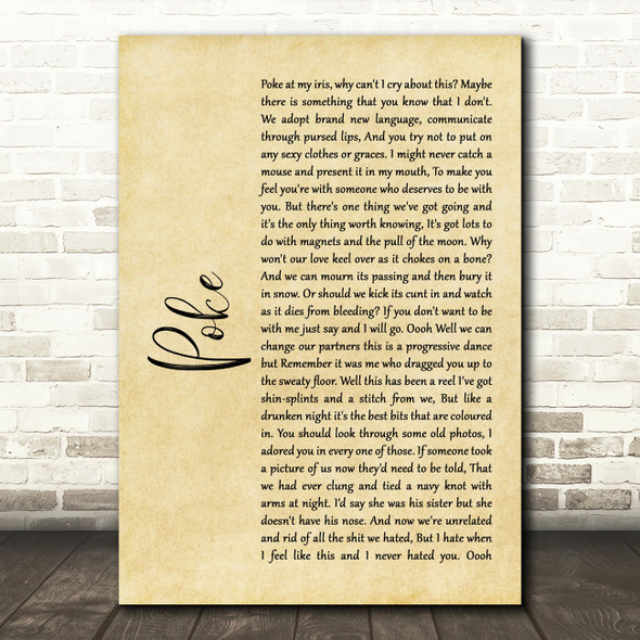 Frightened Rabbit Poke Rustic Script Song Lyric Quote Print