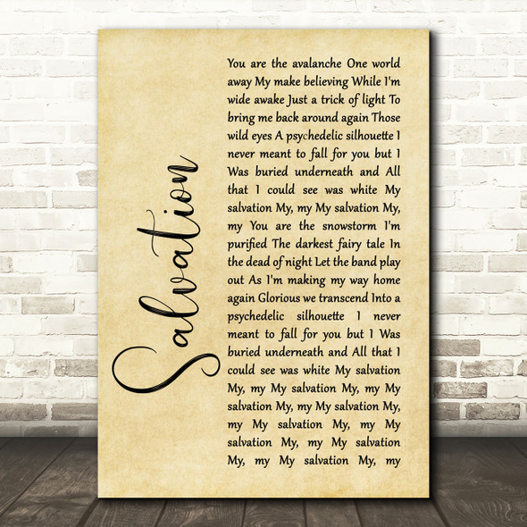 Gabrielle Aplin Salvation Rustic Script Song Lyric Quote Print