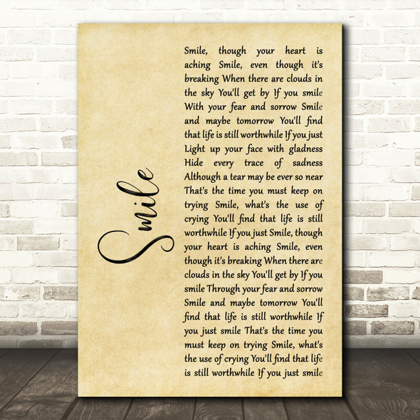 Michael Jackson Smile Rustic Script Song Lyric Quote Print