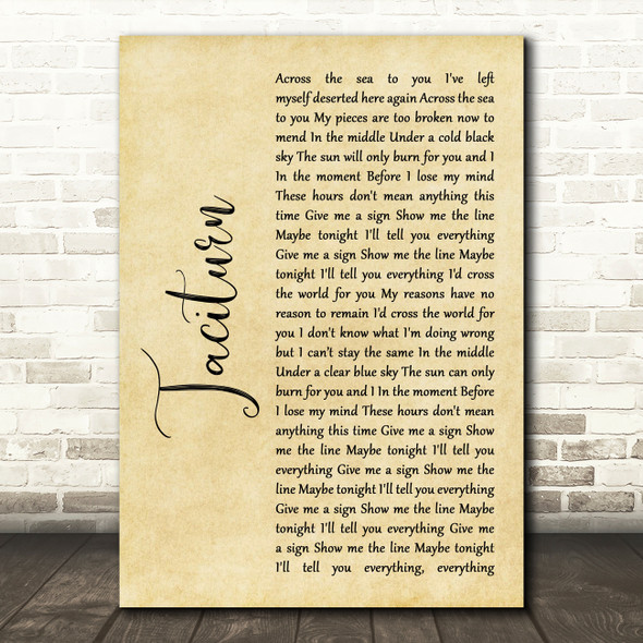 Stone Sour Taciturn Rustic Script Song Lyric Quote Print