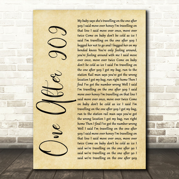 The Beatles One After 909 Rustic Script Song Lyric Quote Print