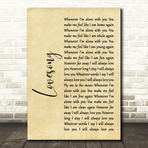 The Cure Lovesong Rustic Script Song Lyric Quote Print