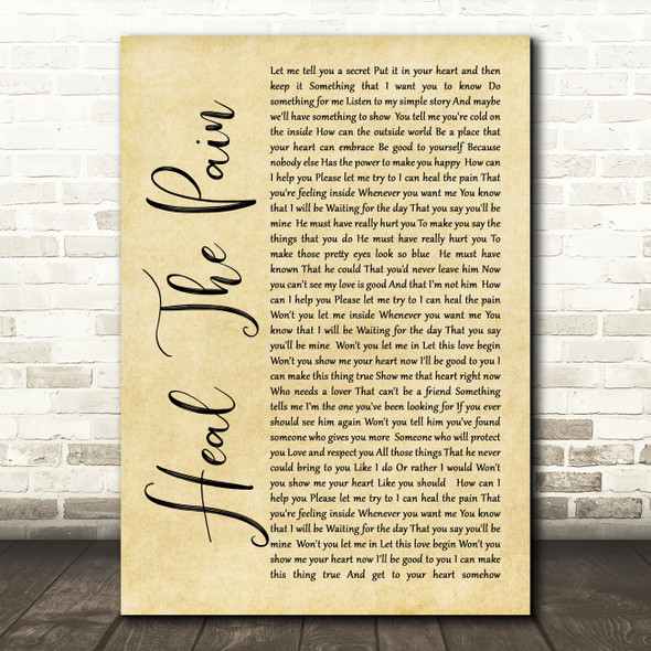 George Michael Heal The Pain Rustic Script Song Lyric Quote Print