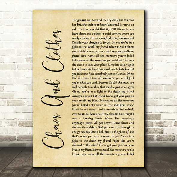 Jason Isbell And The 400 Unit Chaos And Clothes Rustic Script Song Lyric Print