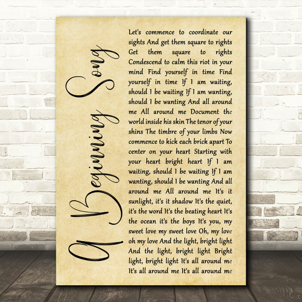 The Decemberists A Beginning Song Rustic Script Song Lyric Quote Print