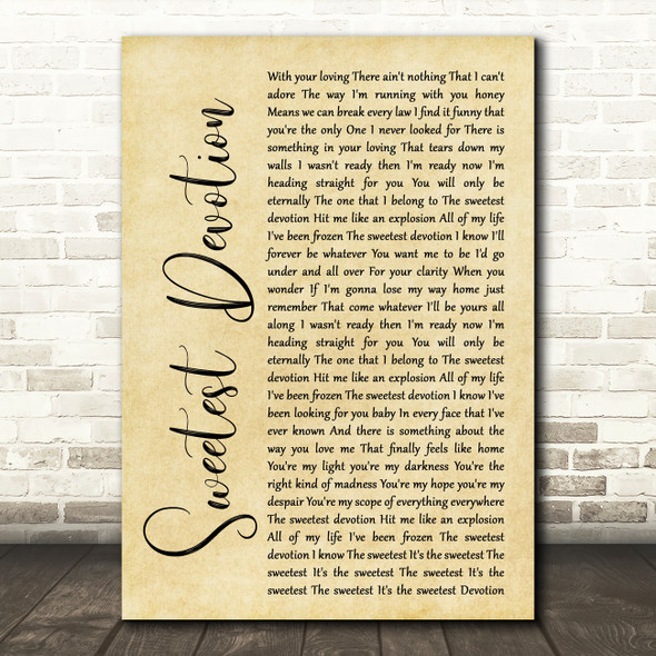 Adele Sweetest Devotion Rustic Script Song Lyric Quote Print