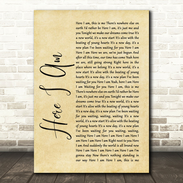 Bryan Adams Here I Am Rustic Script Song Lyric Quote Print