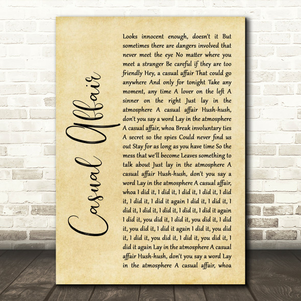 Panic! At The Disco Casual Affair Rustic Script Song Lyric Quote Print