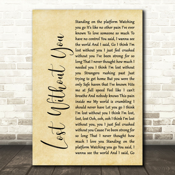 Freya Ridings Lost Without You Rustic Script Song Lyric Print