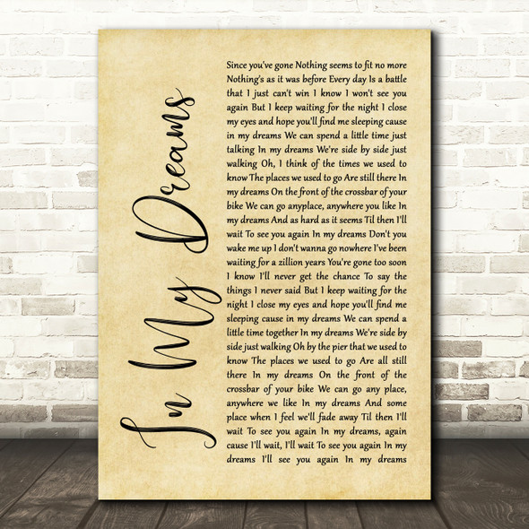 James Morrison In My Dreams Rustic Script Song Lyric Print