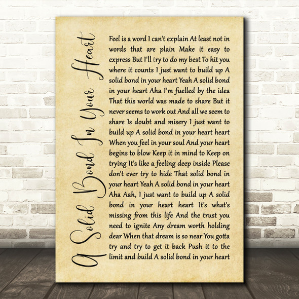 The Style Council A Solid Bond In Your Heart Rustic Script Song Lyric Print
