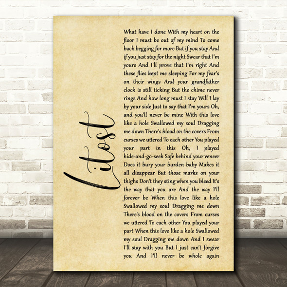 X Ambassadors Litost Rustic Script Song Lyric Print