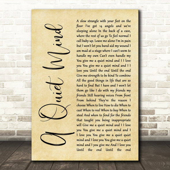 Blue October A Quiet Mind Rustic Script Song Lyric Print