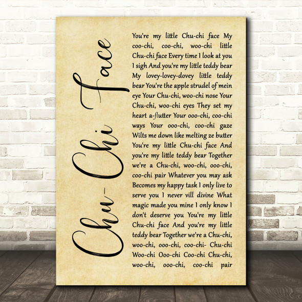 Gert Frobe & Anna Quayle Chu-Chi Face Rustic Script Song Lyric Print