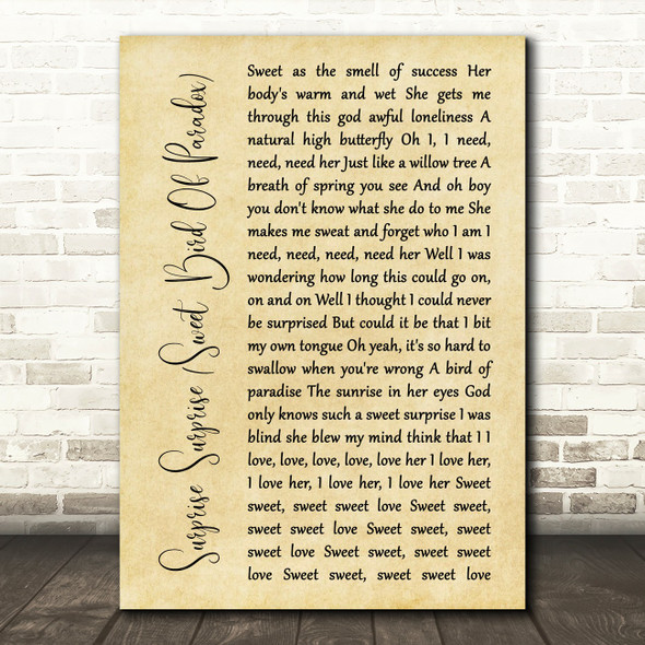 John Lennon Surprise Surprise Sweet Bird Of Paradox Rustic Script Lyric Print