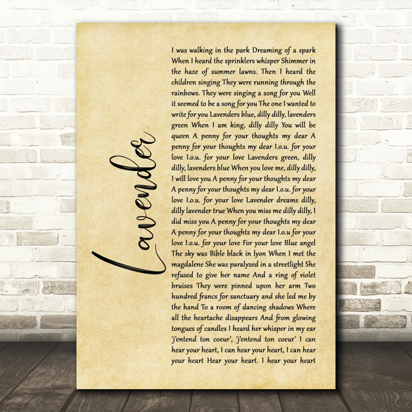 Marillion Lavender Rustic Script Song Lyric Print