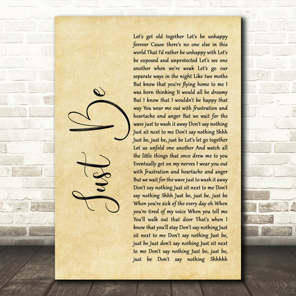 Paloma Faith Just Be Rustic Script Song Lyric Print