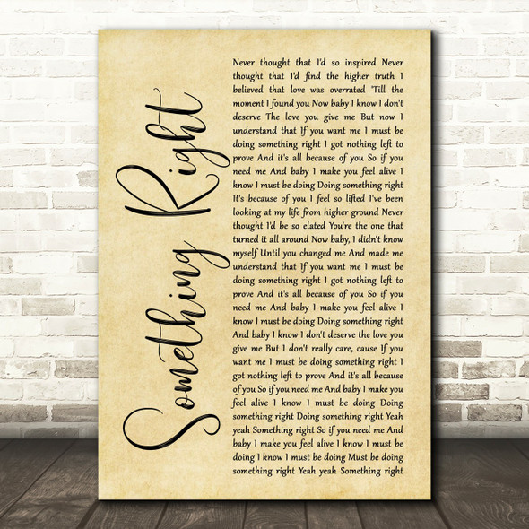 Westlife Something Right Rustic Script Song Lyric Print