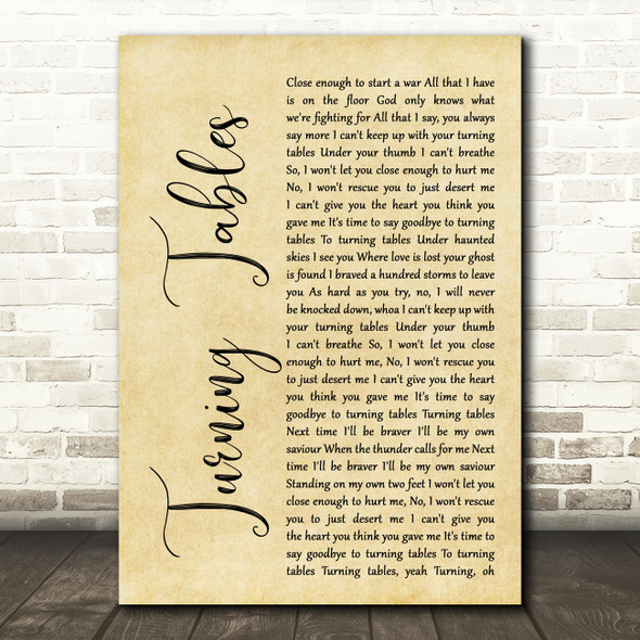 Adele Turning Tables Rustic Script Song Lyric Quote Print