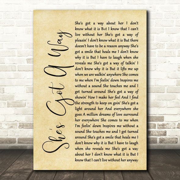 Billy Joel She's Got A Way Rustic Script Song Lyric Quote Print