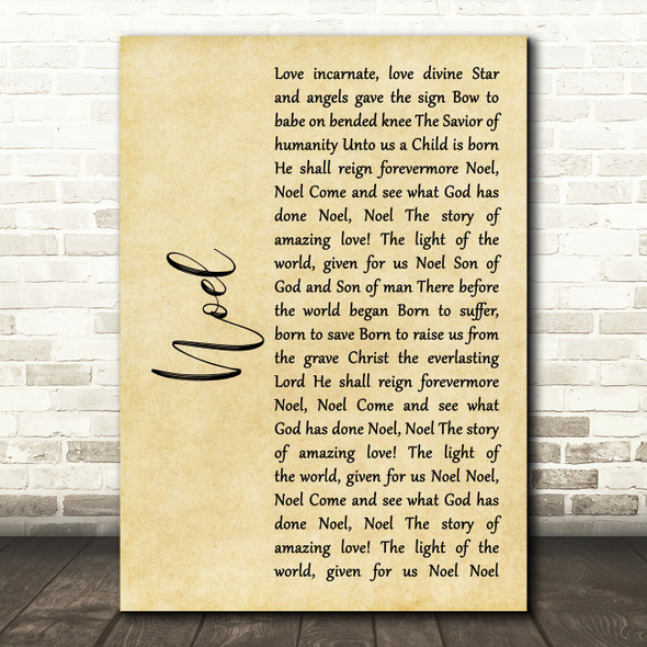 Chris Tomlin feat Lauren Daigle Noel Rustic Script Song Lyric Print