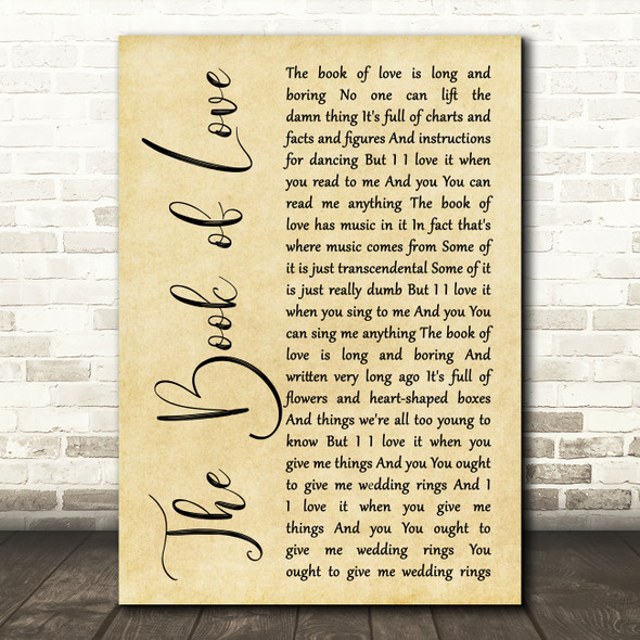 Peter Gabriel The Book of Love Rustic Script Song Lyric Music Art Print