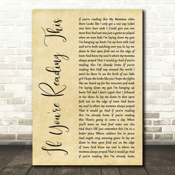 Tim McGraw If You're Reading This Rustic Script Song Lyric Music Art Print