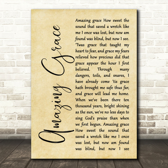 Alan Jackson Amazing Grace Rustic Script Song Lyric Music Art Print