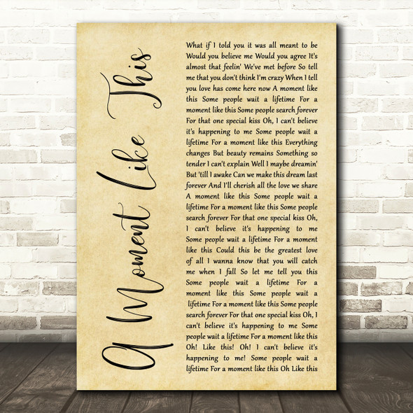 Kelly Clarkson A Moment Like This Rustic Script Song Lyric Music Art Print